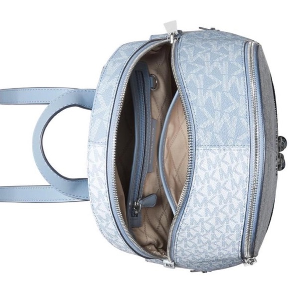 Michael Kors NEW Rhea Zip Medium Backpack Sky Blue - Picture 7 of 7